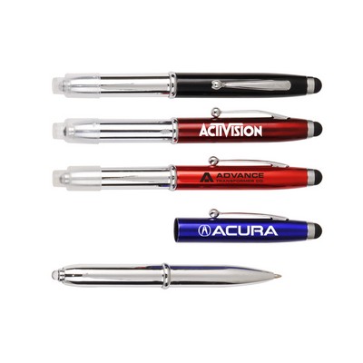 3" 1 Stylus Metal Ballpoint Pen