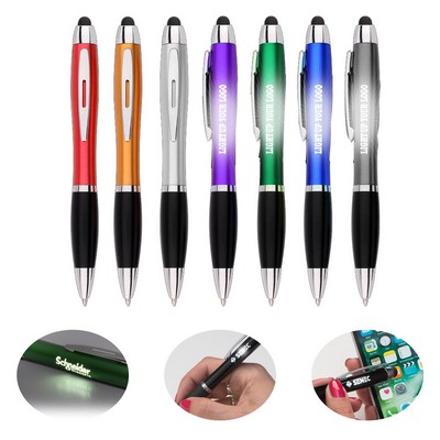Custom Hollow Stylus Pen w/Light Up Logo